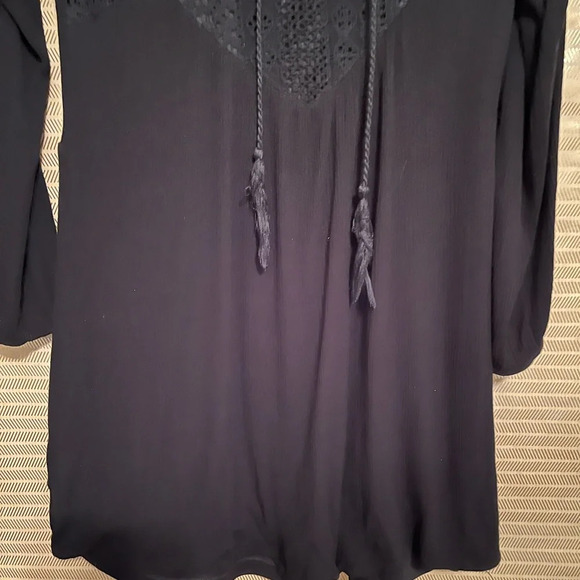 CAROL CHRISTIAN~DARK BLACK~TUNIC/TOP~LINED~ SMALL - Picture 4 of 7